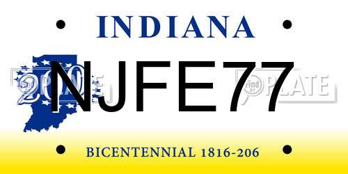 NJFE77 Indiana License Plate