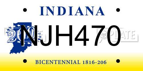 NJH470 Indiana License Plate