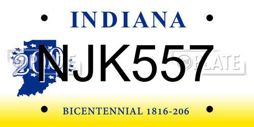 NJK557 Indiana License Plate