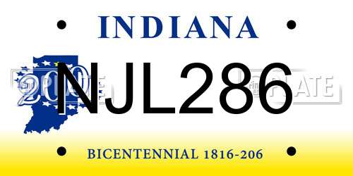 NJL286 Indiana License Plate