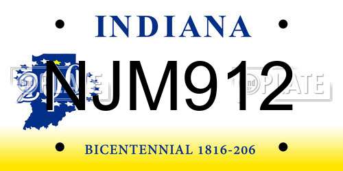 NJM912 Indiana License Plate