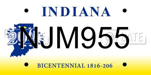 NJM955 Indiana License Plate