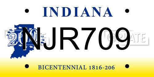 NJR709 Indiana License Plate
