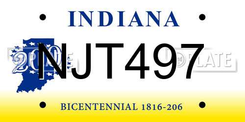 NJT497 Indiana License Plate