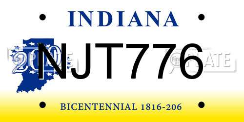 NJT776 Indiana License Plate