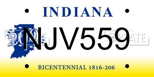 NJV559 Indiana License Plate