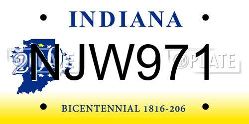 NJW971 Indiana License Plate