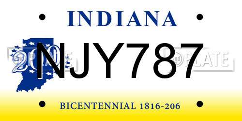 NJY787 Indiana License Plate