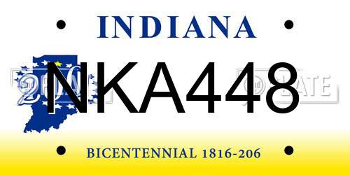NKA448 Indiana License Plate