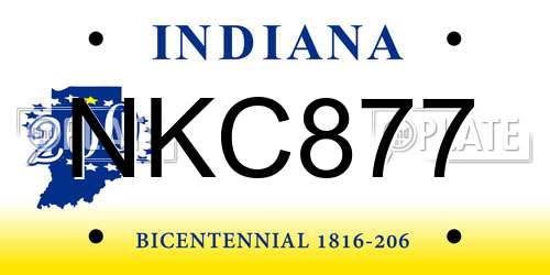 NKC877 Indiana License Plate