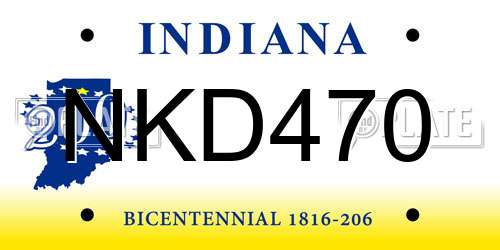 NKD470 Indiana License Plate