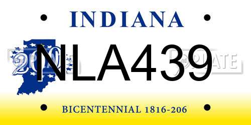 NLA439 Indiana License Plate