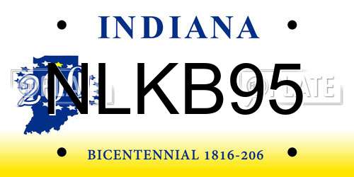 NLKB95 Indiana License Plate