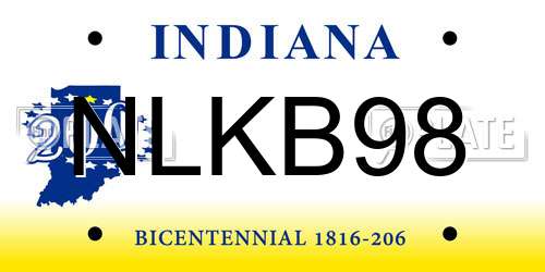 NLKB98 Indiana License Plate