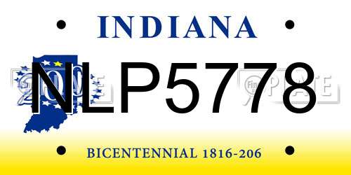 NLP5778 Indiana License Plate