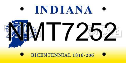 NMT7252 Indiana License Plate