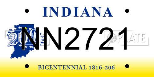 NN2721 Indiana License Plate