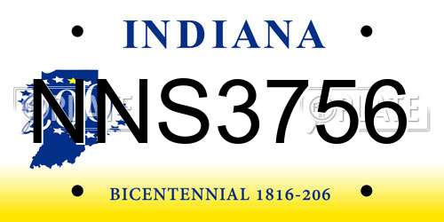 NNS3756 Indiana License Plate