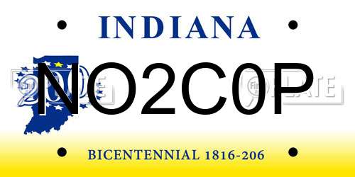 NO2C0P Indiana License Plate
