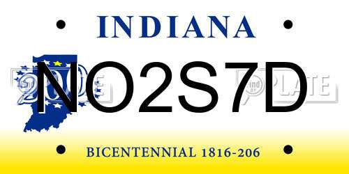 NO2S7D Indiana License Plate