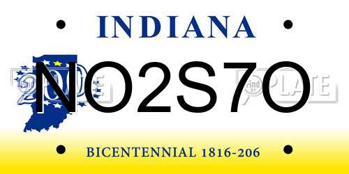 NO2S7O Indiana License Plate