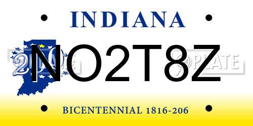 NO2T8Z Indiana License Plate