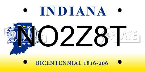 NO2Z8T Indiana License Plate