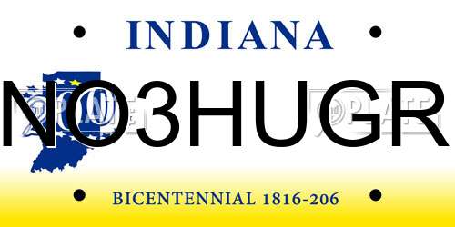 NO3HUGR Indiana License Plate