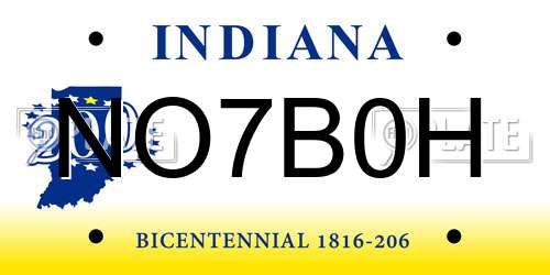 NO7B0H Indiana License Plate