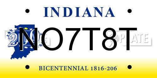NO7T8T Indiana License Plate