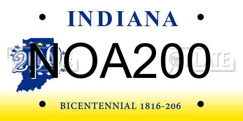 NOA200 Indiana License Plate