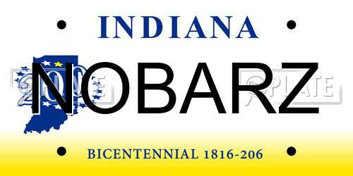 NOBARZ Indiana License Plate