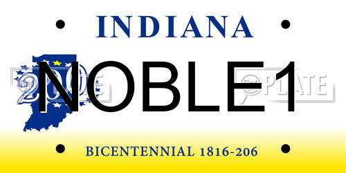 NOBLE1 Indiana License Plate