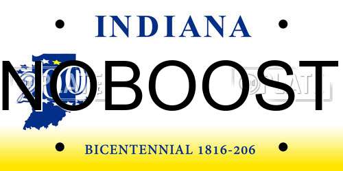 NOBOOST Indiana License Plate