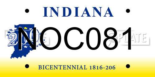 NOC081 Indiana License Plate