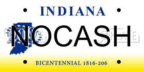 NOCASH Indiana License Plate