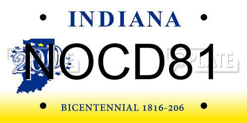NOCD81 Indiana License Plate
