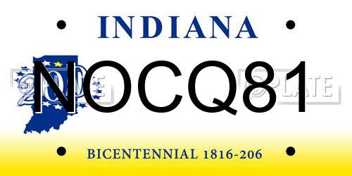 NOCQ81 Indiana License Plate