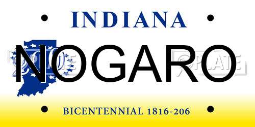 NOGARO Indiana License Plate