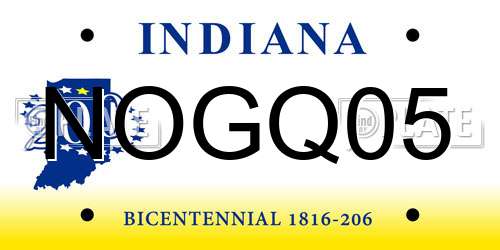 NOGQ05 Indiana License Plate