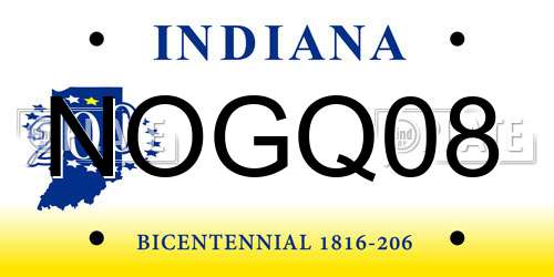 NOGQ08 Indiana License Plate