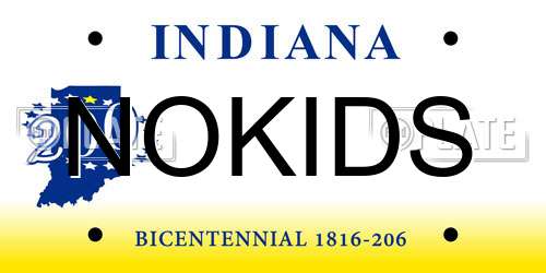 NOKIDS Indiana License Plate