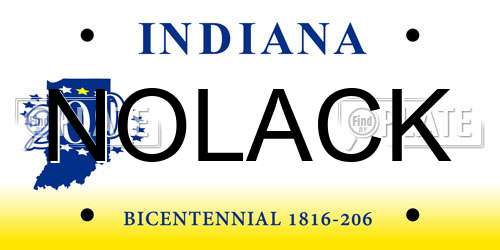 NOLACK Indiana License Plate