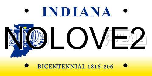 NOLOVE2 Indiana License Plate