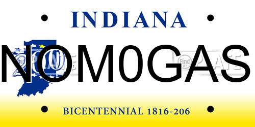 NOM0GAS Indiana License Plate