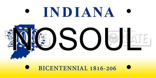 NOSOUL Indiana License Plate