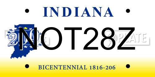 NOT28Z Indiana License Plate