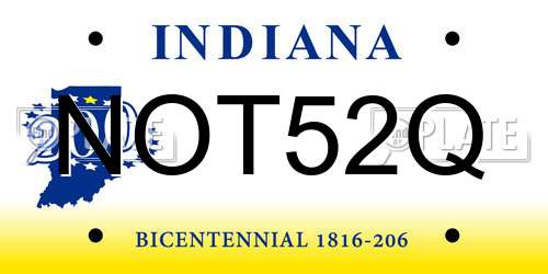 NOT52Q Indiana License Plate