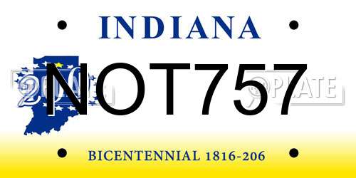 NOT757 Indiana License Plate