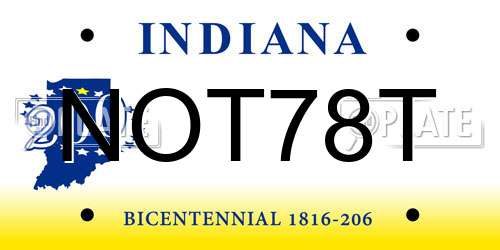NOT78T Indiana License Plate
